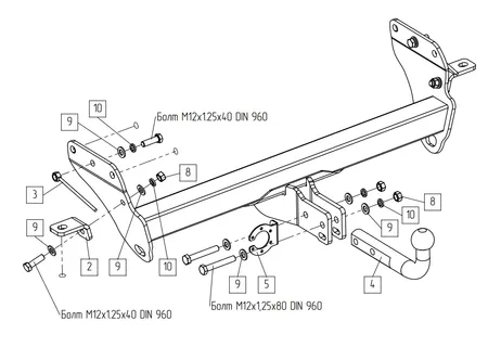 Фаркоп Baltex для Jeep Grand Cherokee 2010-2022 Арт. 049115 049115 в Ставрополь